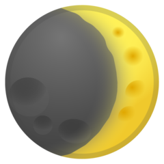 How Waxing Crescent Moon emoji looks on Google.