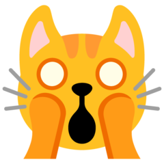 Hur Uttröttat kattansikte emoji ser ut på Google.