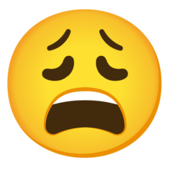 How Weary Face emoji looks on Google.