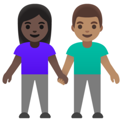 Man En Vrouw Hand In Hand Donkere Huidskleur Getinte Huidskleur Emoji