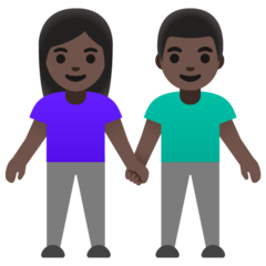 Woman And Man Holding Hands Dark Skin Tone Emoji