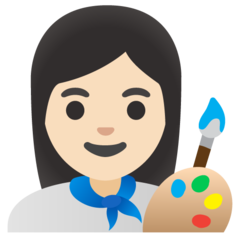 Como o emoji do Artista plástica: pele clara é exibido no Google.