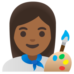 Come Artista donna: carnagione abbastanza scura emoji appare su Google.