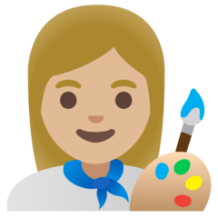 Como o emoji do Artista plástica: pele morena clara é exibido no Google.