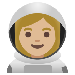 Hur Kvinnlig astronaut: mellanljus hy emoji ser ut på Google.