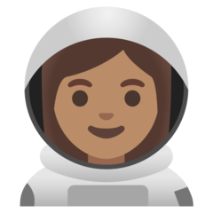 Hur Kvinnlig astronaut: mellanfärgad hy emoji ser ut på Google.