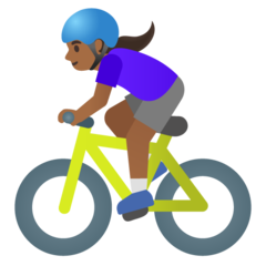 A quoi ressemblent les emoji Cycliste femme: peau mate sur Google.