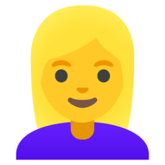 How Woman: Blond Hair emoji looks on Google.