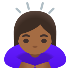 A quoi ressemblent les emoji Femme qui s’incline: peau mate sur Google.