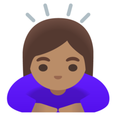 How Woman Bowing: Medium Skin Tone emoji looks on Google.