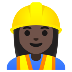 How Woman Construction Worker: Dark Skin Tone emoji looks on Google.