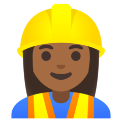 How Woman Construction Worker: Medium-Dark Skin Tone emoji looks on Google.