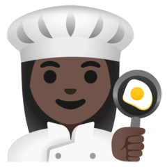 How Woman Cook: Dark Skin Tone emoji looks on Google.