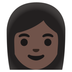 How Woman: Dark Skin Tone emoji looks on Google.