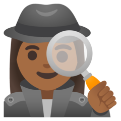 Hoe Vrouwelijke detective: donkergetinte huidskleur emoji eruit ziet op Google.