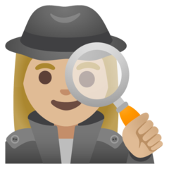 How Woman Detective: Medium-Light Skin Tone emoji looks on Google.