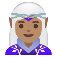 A quoi ressemblent les emoji Elfe femme: peau légèrement mate sur Google.