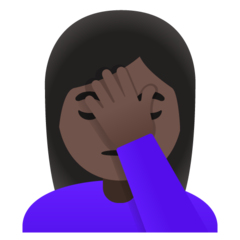 How Woman Facepalming: Dark Skin Tone emoji looks on Google.