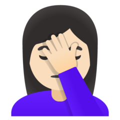 How Woman Facepalming: Light Skin Tone emoji looks on Google.