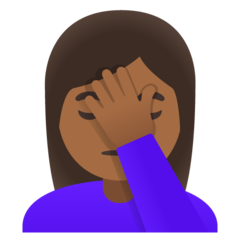 How Woman Facepalming: Medium-Dark Skin Tone emoji looks on Google.