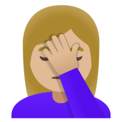 How Woman Facepalming: Medium-Light Skin Tone emoji looks on Google.