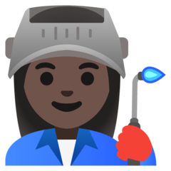 Hoe Fabrieksarbeidster: donkere huidskleur emoji eruit ziet op Google.