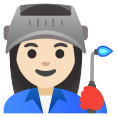 How Woman Factory Worker: Light Skin Tone emoji looks on Google.