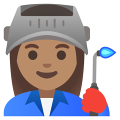 A quoi ressemblent les emoji Ouvrière: peau légèrement mate sur Google.