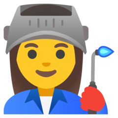 How Woman Factory Worker emoji looks on Google.