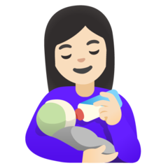 Bagaimana emoji Wanita menyusui bayi: ton kulit cerah kelihatan di Google.