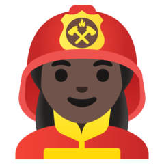 How Woman Firefighter: Dark Skin Tone emoji looks on Google.