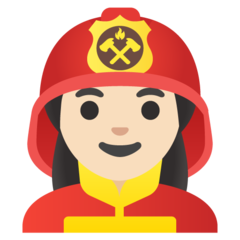 Wie Feuerwehrfrau: helle Hautfarbe Emoji auf Google aussieht.