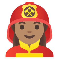 How Woman Firefighter: Medium Skin Tone emoji looks on Google.