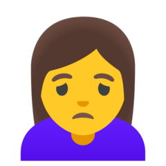 How Woman Frowning emoji looks on Google.