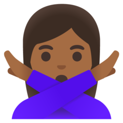 How Woman Gesturing NO: Medium-Dark Skin Tone emoji looks on Google.