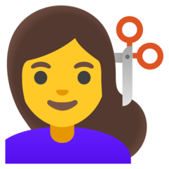 איך אישה מסתפרת emoji נראה על Google.