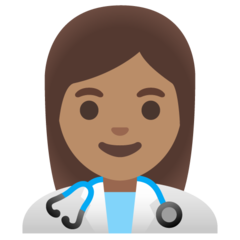 How Woman Health Worker: Medium Skin Tone emoji looks on Google.