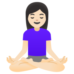 How Woman in Lotus Position: Light Skin Tone emoji looks on Google.