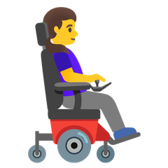 How Woman in Motorized Wheelchair Facing Right emoji looks on Google.