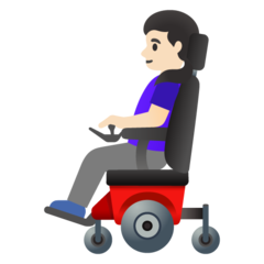 A quoi ressemblent les emoji Femme en fauteuil motorisé: peau claire sur Google.