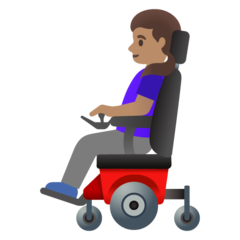 How Woman in Motorized Wheelchair: Medium Skin Tone emoji looks on Google.