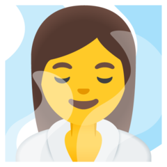 Jak wygląda emoji Kobieta w zaparowanym pomieszczeniu w Google.