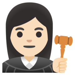 How Woman Judge: Light Skin Tone emoji looks on Google.