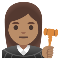 Cómo se ve el emoji Fiscal mujer: tono de piel medio en Google.