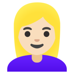 How Woman: Light Skin Tone, Blond Hair emoji looks on Google.