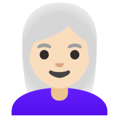 Como o emoji do Mulher: pele clara e cabelo branco é exibido no Google.