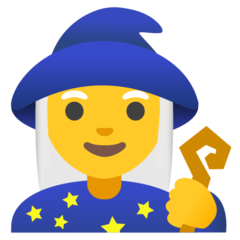 How Woman Mage emoji looks on Google.