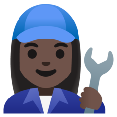 How Woman Mechanic: Dark Skin Tone emoji looks on Google.