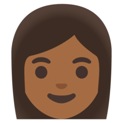 How Woman: Medium-Dark Skin Tone emoji looks on Google.