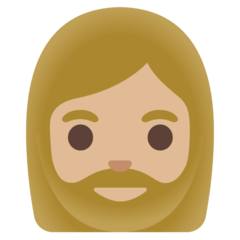 How Woman: Medium-Light Skin Tone, Beard emoji looks on Google.